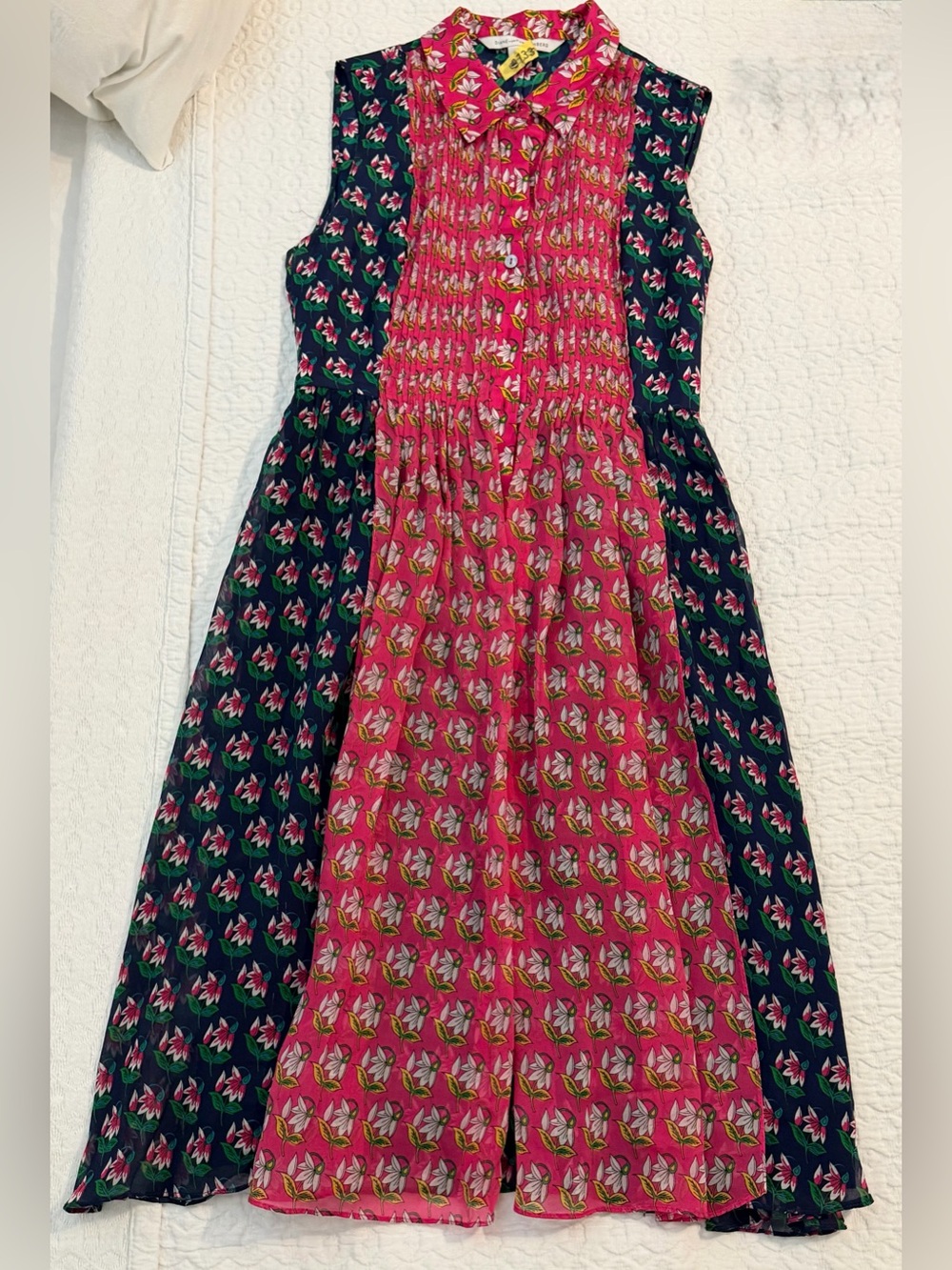 DVF Silk Floral Shirtdress in Pink and Navy